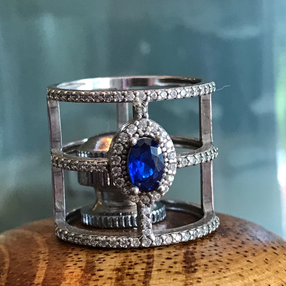 Neiman Marcus blue sapphire sterling 7 NWOT